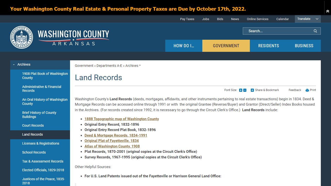 Land Records | Washington County, AR