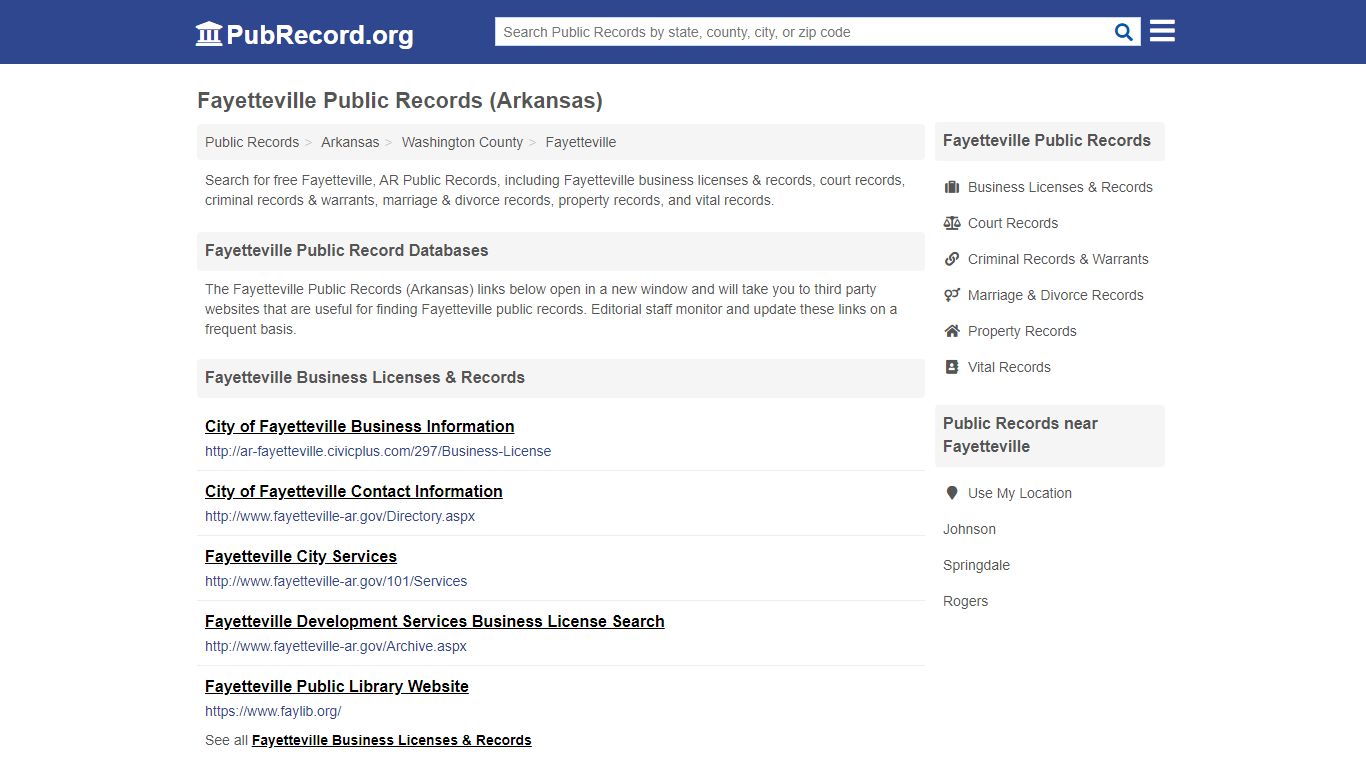 Free Fayetteville Public Records (Arkansas Public Records) - PubRecord.org